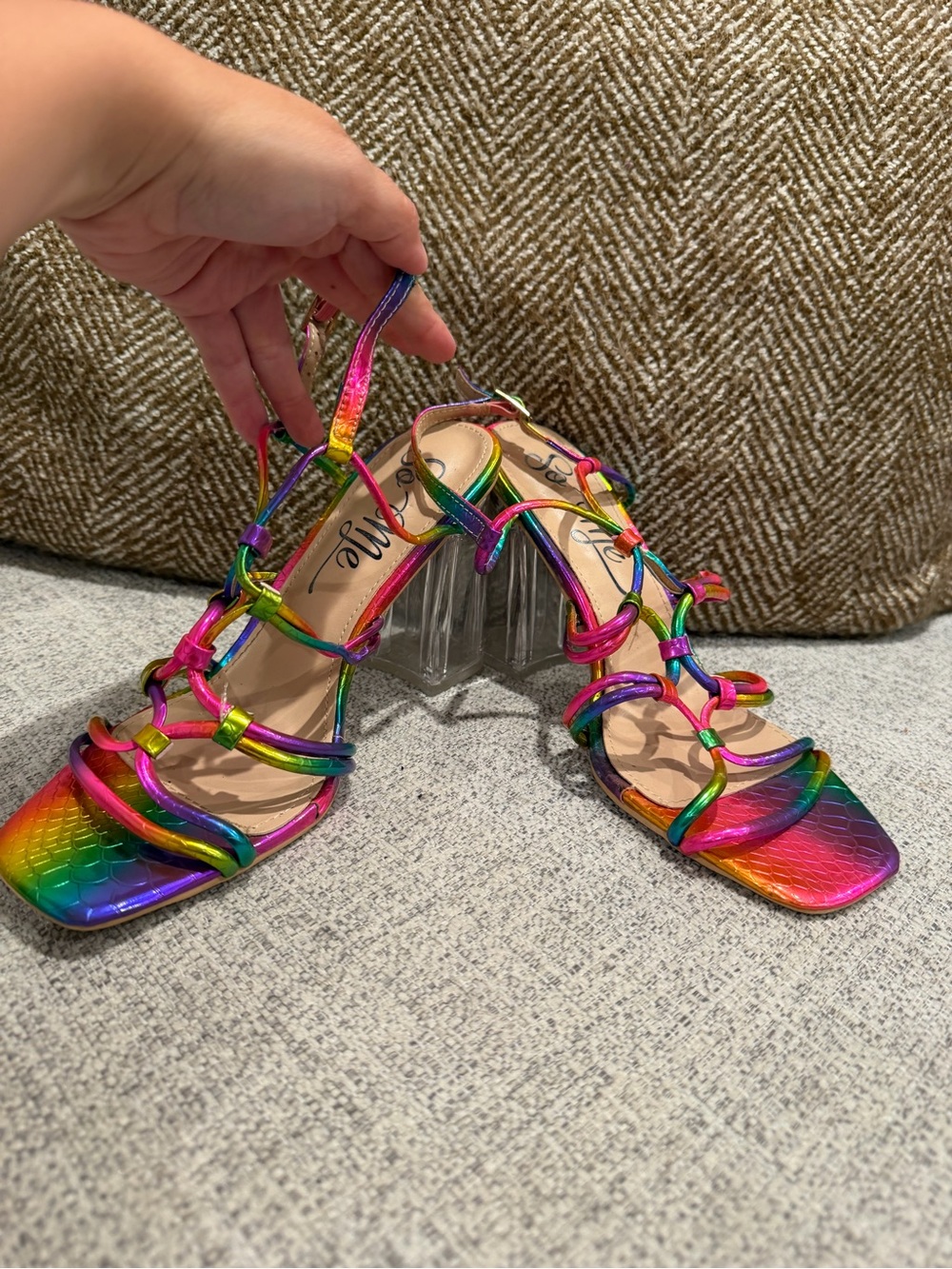 So Me Rainbow Multicolor Strappy Heeled Sandals